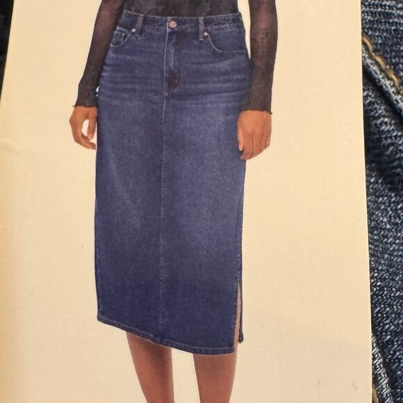 Edited Remi Bader Blue Jean Denim Skirt Size 10 Confident Side Slit New With Tag - Picture 7 of 12